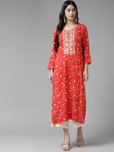 Aarika Women Floral Printed Scoop Neck Kurta