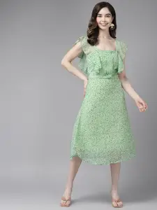 Aarika Floral Georgette A-Line Midi Dress