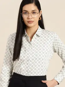 Hancock Women Geometric Printed Pure Cotton Premium Regular Fit Formal Shirt