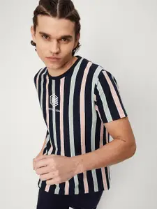 max Men Striped Pure Cotton T-shirt