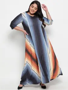 Amydus Plus Size Striped Maxi Dress