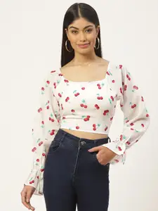 Slenor Printed Crepe Crop Top