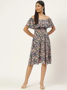 Slenor Floral Off-Shoulder Georgette Dress