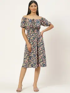 Slenor Floral Off-Shoulder Georgette Dress