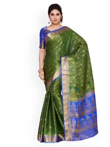 MIMOSA By Kupinda Green & Blue Art Silk Woven Design Kanjeevaram Saree