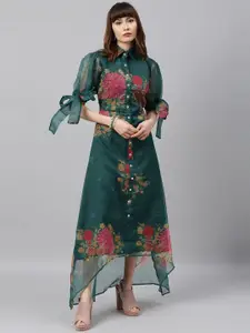 Ethnovog Floral Printed Midi Dress