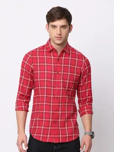 NIRVAAN Men Slim Fit Tartan Checked Cotton Casual Shirt