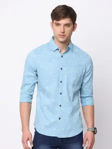 NIRVAAN Men Pure Cotton Slim Fit Printed Casual Shirt
