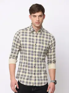 NIRVAAN Men Pure Cotton Slim Fit Tartan Checked Casual Shirt