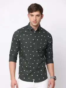 NIRVAAN Men Pure Cotton Slim Fit Conversational Printed Casual Shirt