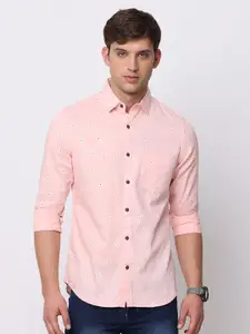 NIRVAAN Men Pure Cotton Slim Fit Micro Ditsy Printed Casual Shirt