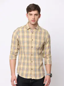 NIRVAAN Men Slim Fit Tartan Checked Pure Cotton Casual Shirt