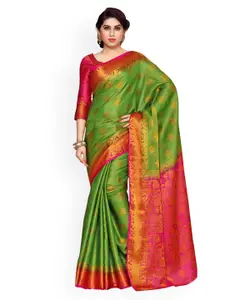 MIMOSA by Kupinda Green Art Silk Woven Design Kanjeevaram Saree