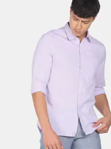 Flying Machine Cotton Linen Dobby Solid Casual Shirt