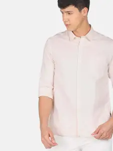 Flying Machine Cotton Linen Dobby Solid Casual Shirt