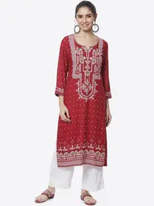 Rangriti Ethnic Motifs Printed Notched Neck Kurta