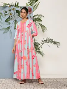 Ahalyaa Women Floral Printed Maxi Ethnic Dress