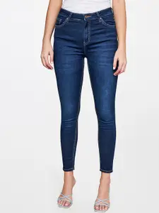 AND Women Solid Cotton Slim Fit Light Fade Jeans