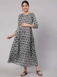 Nayo Geometric Printed Maternity Midi Dress