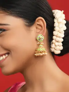 Fida Gold Plated Dome Shaped Jhumkas Earrings