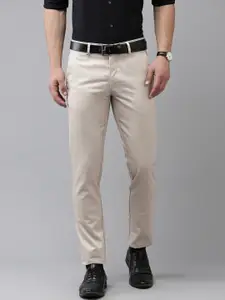 Van Heusen Men Slim Fit Mid-Rise Plain Woven Flat-Front Formal Trousers