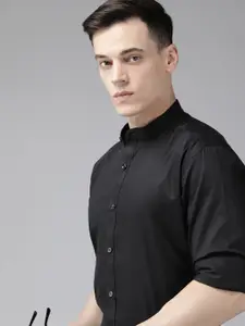 V Dot Slim Fit Pure Cotton Semiformal Shirt