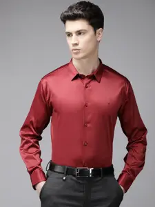 V Dot Satin Finish Slim Fit Opaque Formal Shirt