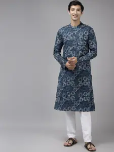 See Designs Men Floral Printed Pure Cotton Kurta With Pyjamas