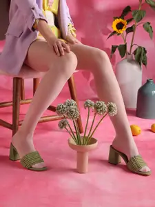 Saint G Striped Leather Block Heels