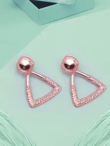 DIVA WALK Women Rose Gold-Plated Triangular Drop Earrings