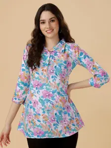 GUFRINA Floral Print Shirt Style Longline Top