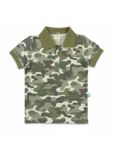 JusCubs Boys Camouflage Printed Polo Collar T-shirt