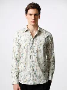 THE BEAR HOUSE Men Slim Fit Printed Cotton Casual Shirt