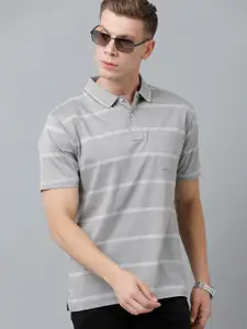 Classic Polo Men Striped Polo Collar Cotton T-shirt