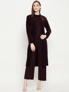 Madame Round Neck Top & Trouser With Shrug