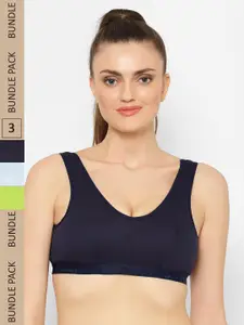 Floret Pack Of 3 Non Padded & Non-Wired Workout Bra