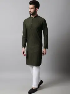 Jompers Men Embroidered Chikankari Pure Cotton Kurta with Pyjamas