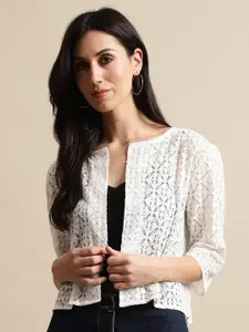 UnaOne Women Cotton Self Design Shrug