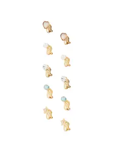 Accessorize Girls Pack Of 5 Gold-Plated Contemporary Studs Earrings