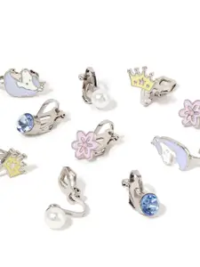 Accessorize Girls Pack Of 5 Silver-Plated Contemporary Studs Earrings