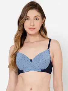 Clovia Padded Non-Wired Full Cup Polka Print Multiway T-shirt Bra