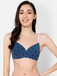 Clovia Padded Non-Wired Full Cup Polka Dot Print Multiway T-shirt Bra