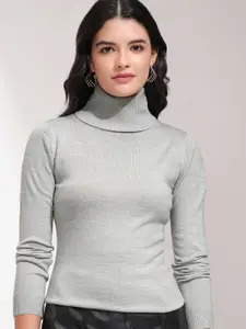 Tokyo Talkies Women Turtle Neck Long Sleeves Acrylic Pullover