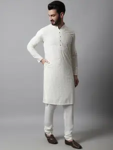 Jompers Men Ethnic Motifs Thread Work Cotton Kurta