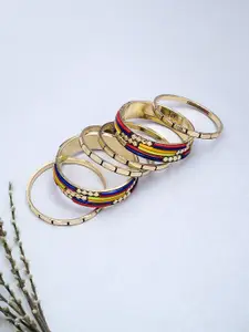 Golden Peacock Set of 6 Intricated Design Alloy Bangle