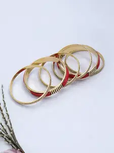 Golden Peacock Set of 6 Gold-Plated Antique Bangles