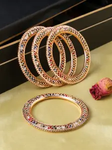 VIRAASI Set Of 4 Rose Gold-Plated Stone-Studded Bangles