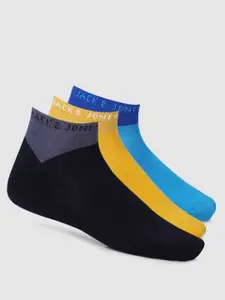 Jack & Jones Men Pack Of 3 Patterned Ankle-Length Cotton Socks