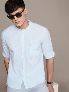 French Connection Slim Fit Pinstriped Pure Cotton Casual Shirt