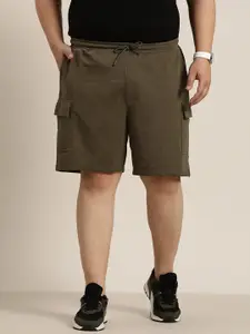 Sztori Men Plus Size Olive Green Cargo Shorts